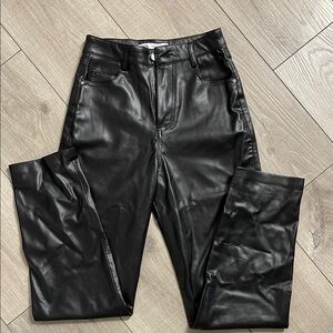 Zara Black Leather-Style Trousers Worn Once